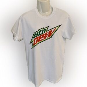 Mtn Dew T-Shirt white Mountain Dew NEW SS Tee Top Adult S Small Men Women unisex